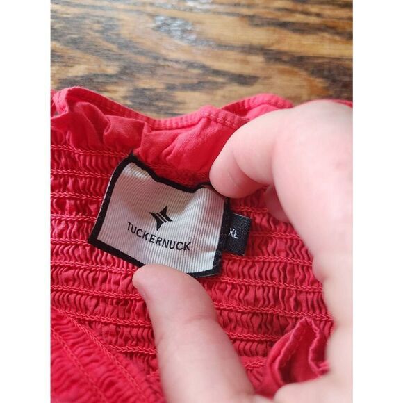 Tuckernuck Alannah Smocked Bodice Bow Tie Strap Dress in Poppy sz XL - Picture 3 of 4